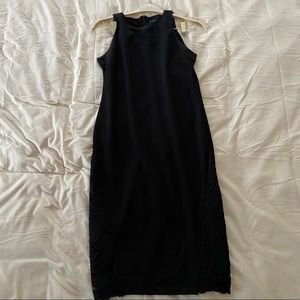 Armani Exchange A|X Black Midi Dress With Lace Detail